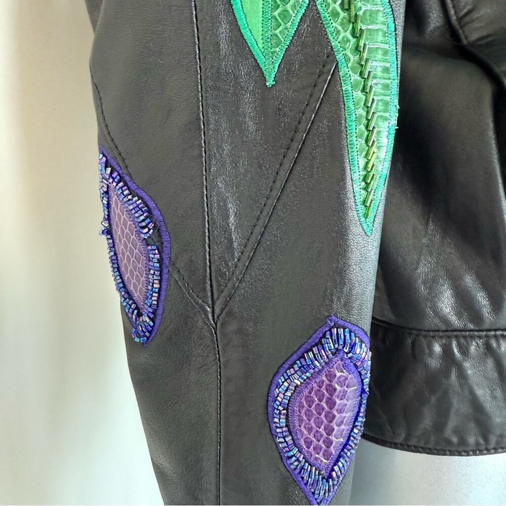 ERES iris flower established leather skin jacket size M - Picture 5 of 11